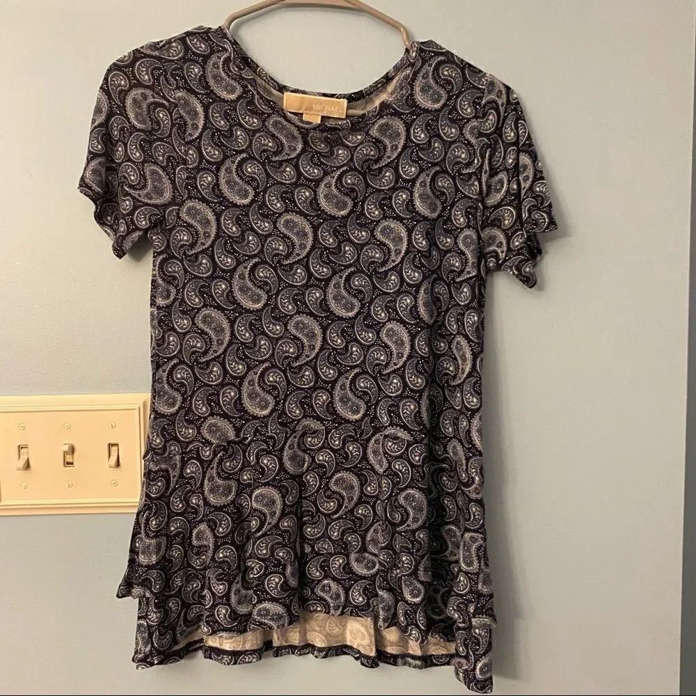 michael kors blue paisley top